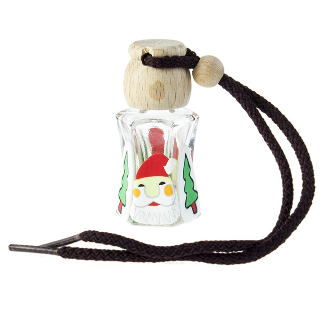 5-10ml Cartoon Patterns Clay Perfume Glass Bottle Wood Cap with Corp Car Perfume Bottle