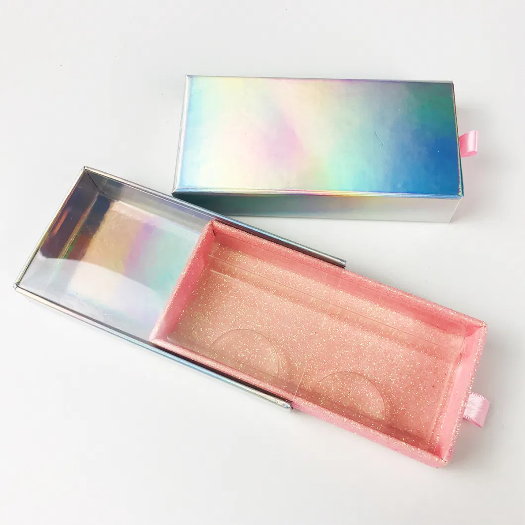 Factory Price Custom Paper Sliding Drawer Display Packaging False Eyelash Nail Gift Box with Transparent Lid
