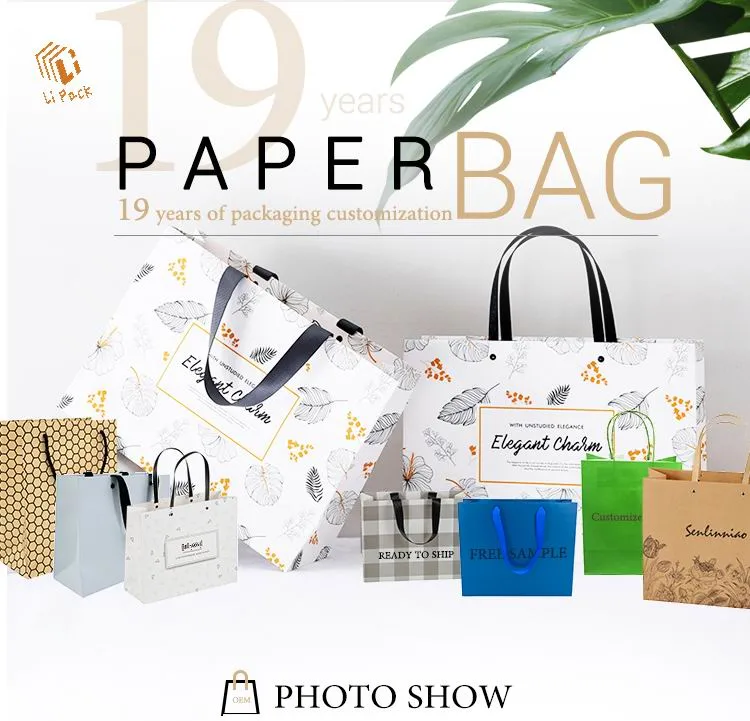 Lipack Luxury Boutique Paper Clothing Shopping Bags Custom Paper Packaging Bags for Clothing Store