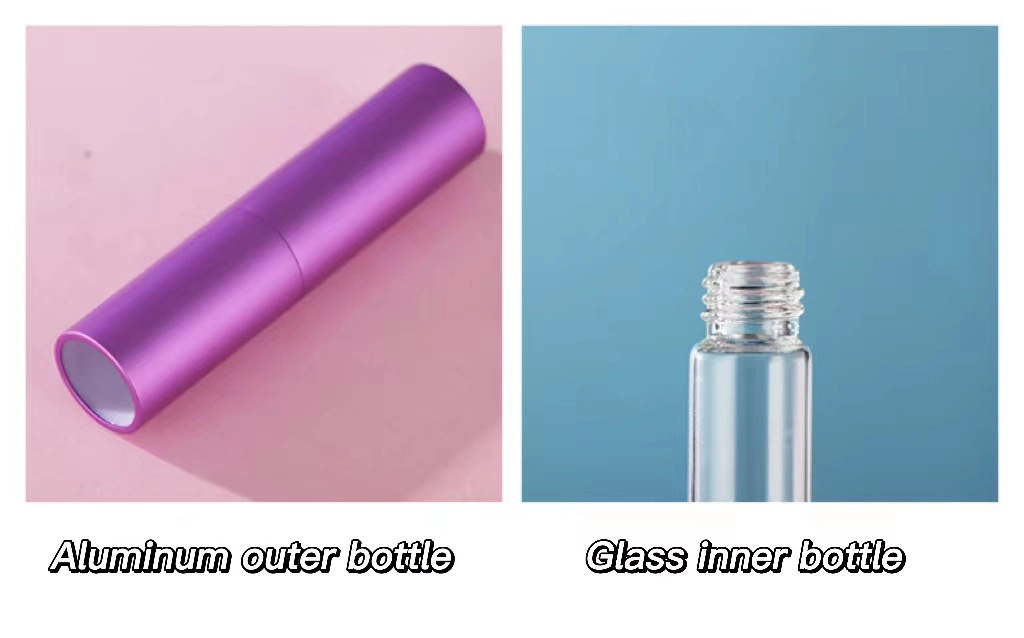 8ml Rotating Aluminium Casing Glass Inner Portable Liquid Dispensing Spray Perfume Bottle