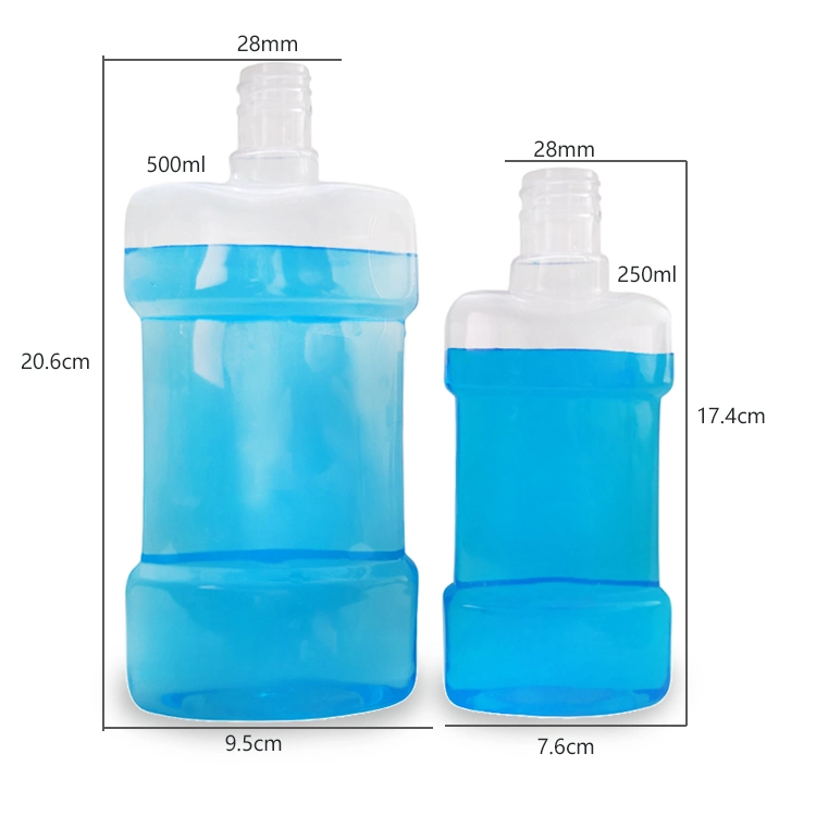 Factory Transparent Plastic Packaging Food Grade Pet Mouthwash Bottle with Cap
