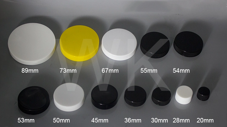 Cosmetic Package PP White Plastic Bottle Screw Caps 20mm, 24mm, 28mm, 38mm 56mm 89mm Plastic Screw Top Lid/ Closure