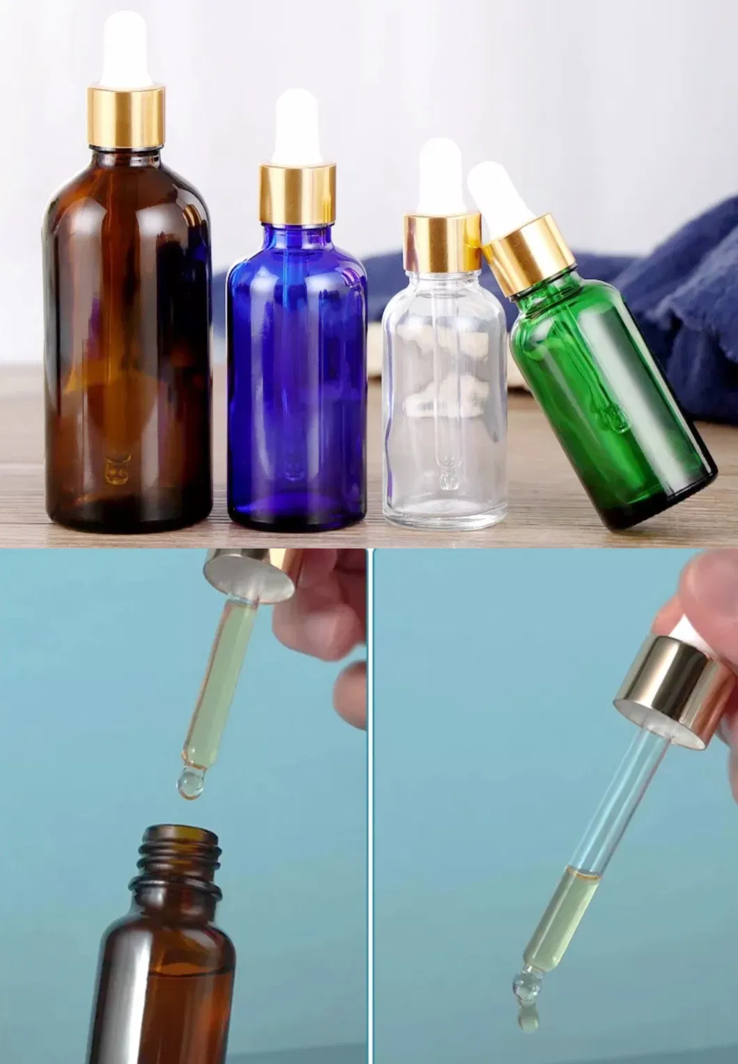 Glass Bottle Dropper Aluminum Plastic Dropper Cap for Essential Oil Perfume Glass Bottle