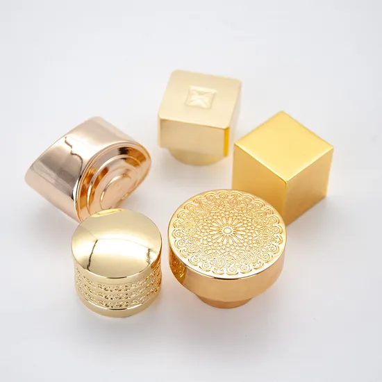 Round Shape Aluminum Perfume Cap Sprayer Pump Cap Leather Zamak Cap